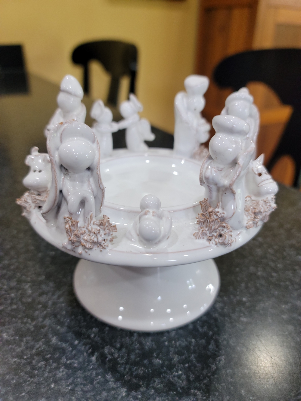 Il Laboratorio Italiano Handmade Ceramic Pedestal Centerpiece Nativity